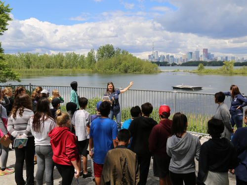 high school group visits Tommy Thompson Park